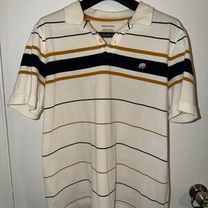 Banana Republic Men's Polo Shirt - Cream, Black, Gold Stripes